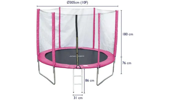 Trambolina 305 cm sa ogradom,mrežom i merdevinama Pink