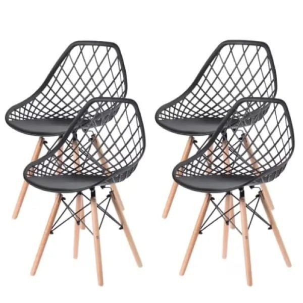 Set trpezarijskih plastičnih stolica 4 kom Skandi crna Lemon 25-KS009SET