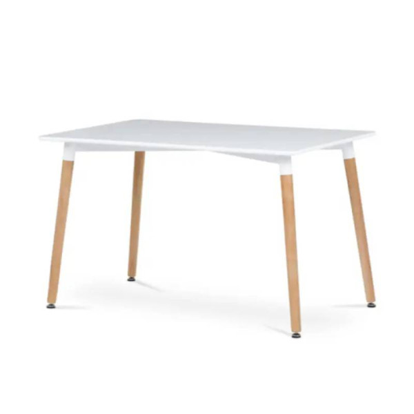 Trpezarijski pravougaoni sto 120x80 cm sa drvenim nogarima beli Lemon 25-KS003
