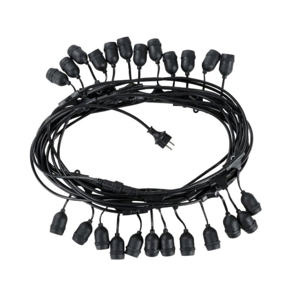 Niz 24 grla E27 sa kablom, 15 m, IP44, crna