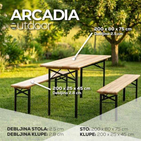 Pivski - slavski set sto i dve klupe 200x80cm