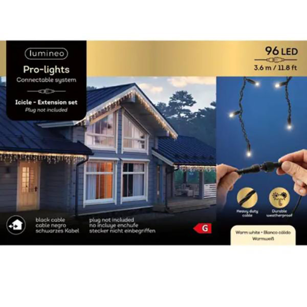  Novogodišnja led rasveta 3,6 m toplo bela 96 l Pro-lights icicle Lumineo 493713 Novogodišnja led rasveta 3,6 m toplo bela 96 l Pro-lights 