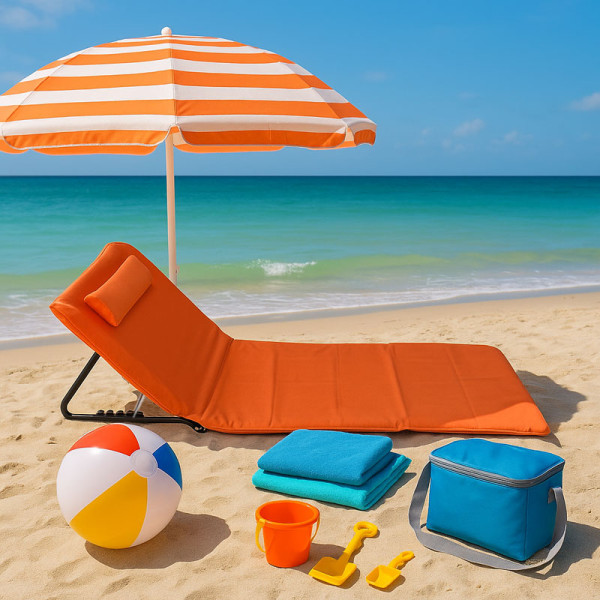 Ležaljka sklopiva za plažu 140x39cm narandžasta LP-722000N